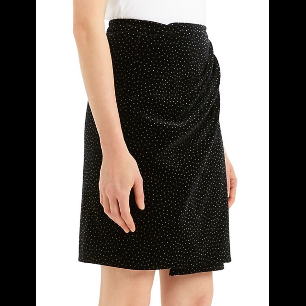 NWT Theory Black Velvet Draped Skirt w polka dots